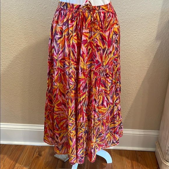 Jane Ashley Dresses & Skirts - Red and Orange Maxi A-Line Pleated Skirt